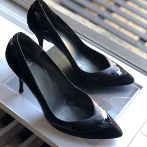 Stuart Weitzman Suede and Patent Leather Pumps